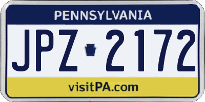 PA license plate JPZ2172