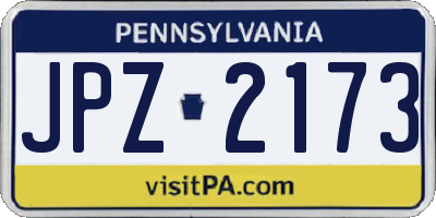 PA license plate JPZ2173