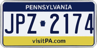 PA license plate JPZ2174