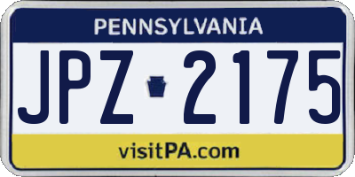 PA license plate JPZ2175