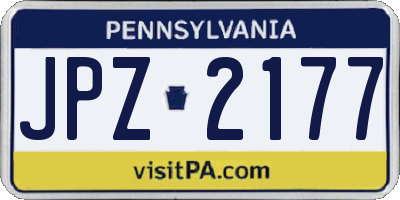 PA license plate JPZ2177