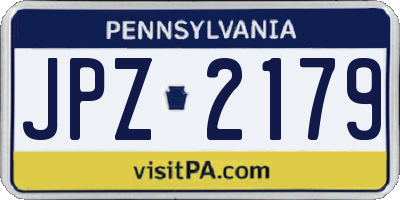 PA license plate JPZ2179