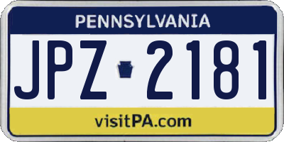 PA license plate JPZ2181