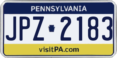 PA license plate JPZ2183