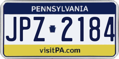PA license plate JPZ2184
