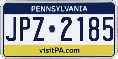 PA license plate JPZ2185