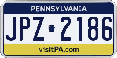 PA license plate JPZ2186