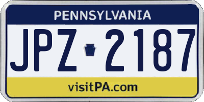 PA license plate JPZ2187