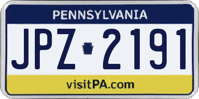 PA license plate JPZ2191