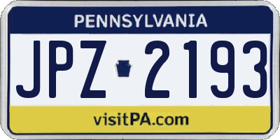 PA license plate JPZ2193