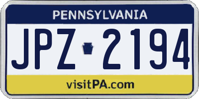 PA license plate JPZ2194