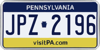 PA license plate JPZ2196