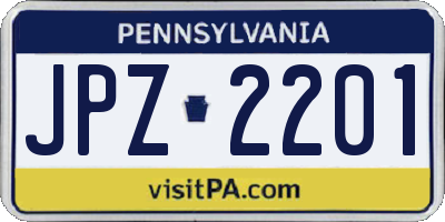 PA license plate JPZ2201