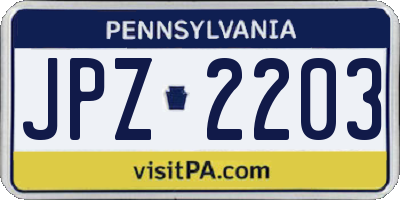 PA license plate JPZ2203