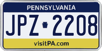 PA license plate JPZ2208