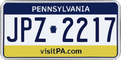 PA license plate JPZ2217