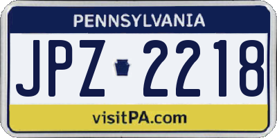 PA license plate JPZ2218