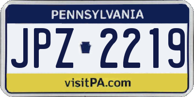PA license plate JPZ2219