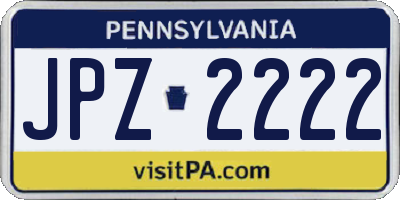 PA license plate JPZ2222