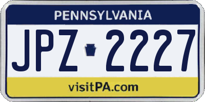 PA license plate JPZ2227