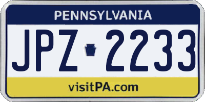 PA license plate JPZ2233