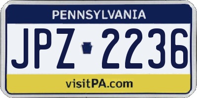 PA license plate JPZ2236