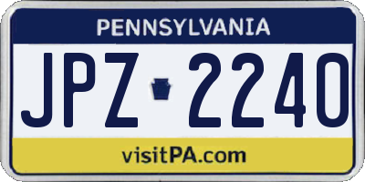 PA license plate JPZ2240