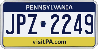 PA license plate JPZ2249