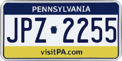 PA license plate JPZ2255