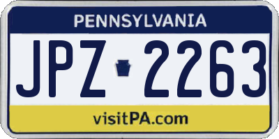 PA license plate JPZ2263