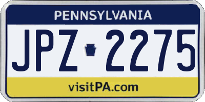 PA license plate JPZ2275