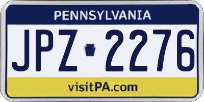 PA license plate JPZ2276
