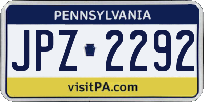 PA license plate JPZ2292