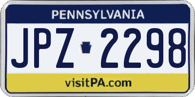 PA license plate JPZ2298