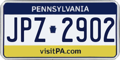 PA license plate JPZ2902