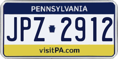 PA license plate JPZ2912