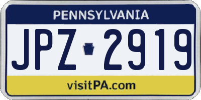 PA license plate JPZ2919