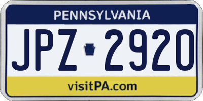 PA license plate JPZ2920