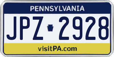 PA license plate JPZ2928