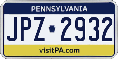 PA license plate JPZ2932