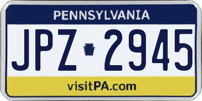 PA license plate JPZ2945