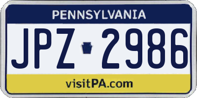 PA license plate JPZ2986