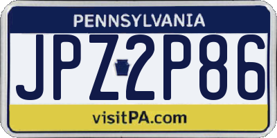 PA license plate JPZ2P86