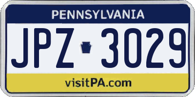 PA license plate JPZ3029