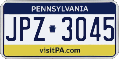 PA license plate JPZ3045