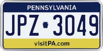 PA license plate JPZ3049