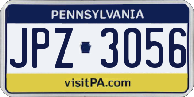 PA license plate JPZ3056