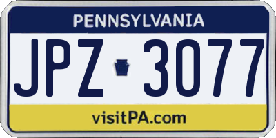 PA license plate JPZ3077