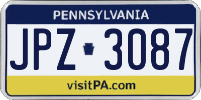 PA license plate JPZ3087