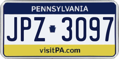 PA license plate JPZ3097
